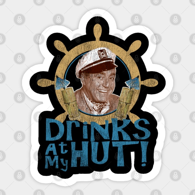 Drinks At My Hut Worn Out Sticker by Alema Art